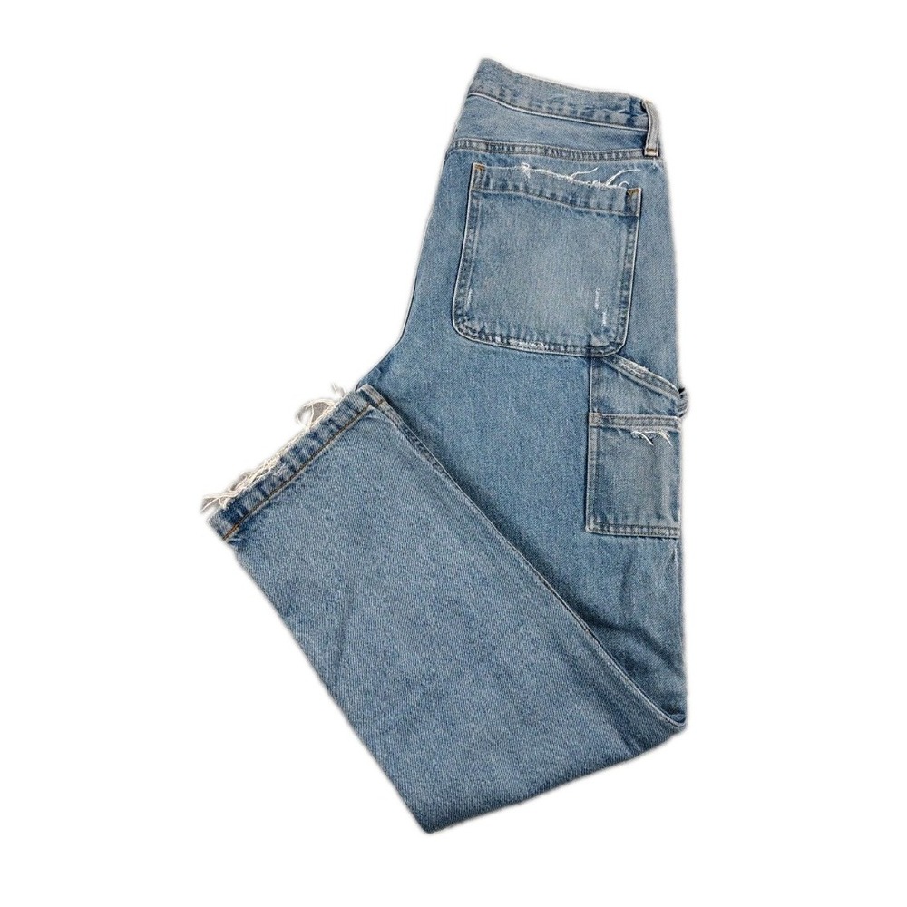 Abercrombie Fitch Double Knee Carpenter Jeans Men 32X32 Baggy Distress Y2K - Picture 3 of 13